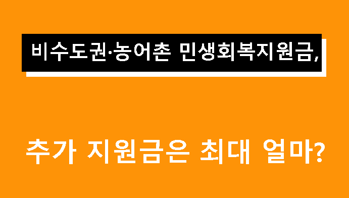 비수도권·농어촌 민생회복지원금, 추가 지원금은 최대 얼마?