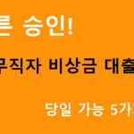 빠른 승인 무직자 비상금 대출, 당일 가능 5가지 상품