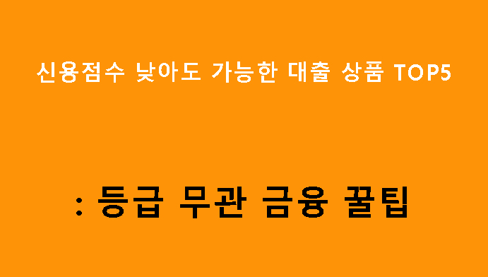 신용점수 낮아도 가능한 대출 상품 TOP5: 등급 무관 금융 꿀팁