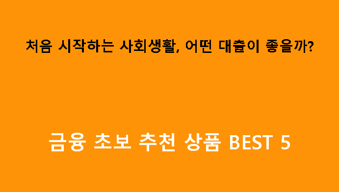 처음 시작하는 사회생활, 어떤 대출이 좋을까? 금융 초보 추천 상품 BEST 5