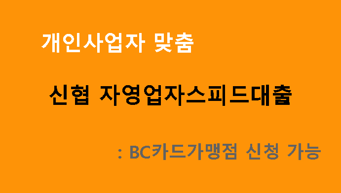 개인사업자 맞춤 신협 자영업자스피드대출: BC카드가맹점 신청 가능