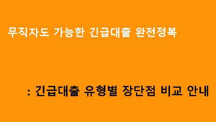 무직자도 가능한 긴급대출 완전정복: 긴급대출 유형별 장단점 비교 안내