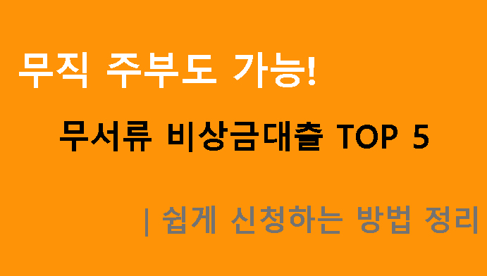 무직 주부도 가능! 무서류 비상금대출 TOP 5｜쉽게 신청하는 방법 정리