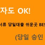 무직자도 OK! 무서류 당일대출 쉬운곳 BEST 12 (당일 승인 가능)