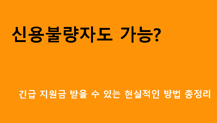 신용불량자도 가능? 긴급 지원금 받을 수 있는 현실적인 방법 총정리