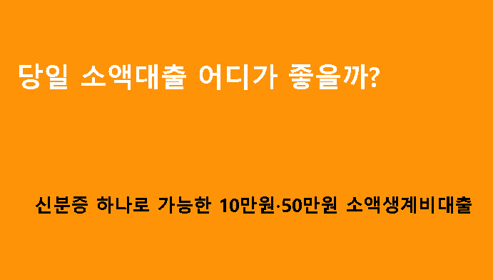 당일 소액대출 어디가 좋을까? 신분증 하나로 가능한 10만원·50만원 소액생계비대출