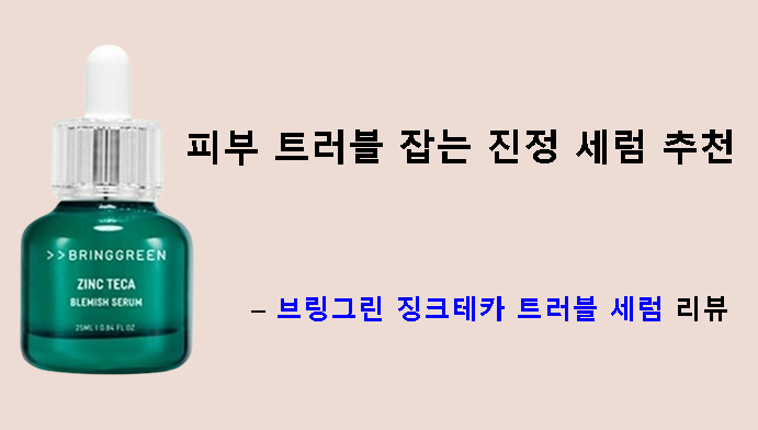 피부 트러블 잡는 진정 세럼 추천 – 브링그린 징크테카 트러블 세럼 리뷰