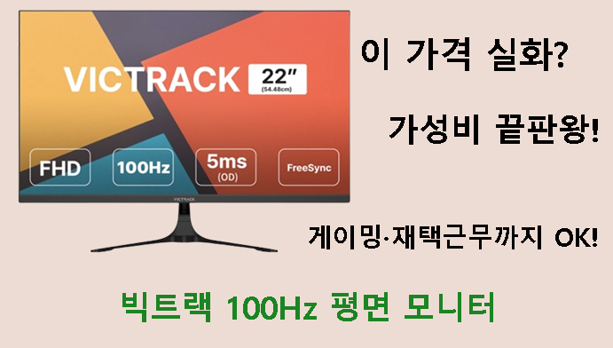 이 가격 실화? 가성비 끝판왕! 게이밍·재택근무까지 OK! 빅트랙 100Hz 평면 모니터