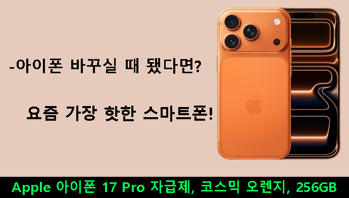 Apple 아이폰 17 Pro 자급제, 코스믹 오렌지, 256GB-아이폰 바꾸실 때 됐다면?