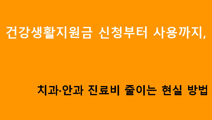 건강생활실천지원금 신청부터 사용까지,치과·안과 진료비 줄이는 현실 방법