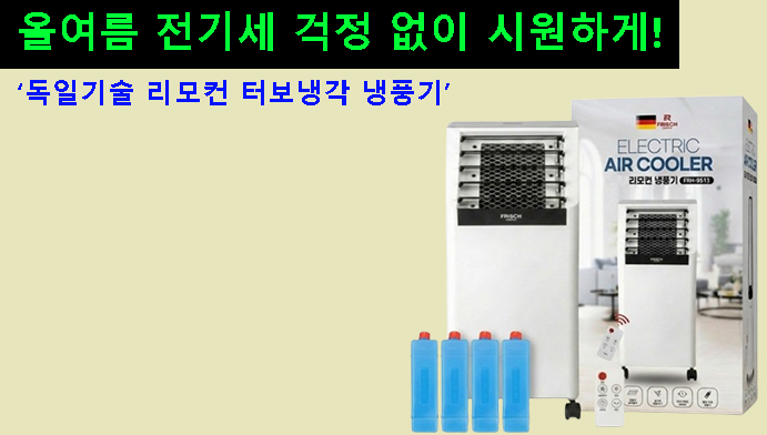 올여름 전기세 걱정 없이 시원하게! 독일기술 리모컨 터보냉각 냉풍기